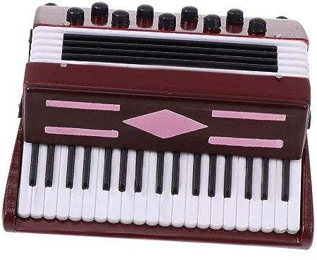 HEMOTON Resin Handgefertigte Mini-ziehharmonika Dekoration Dunkelrot Langlebig Als Stilvolle Schreibtisch Wohnraum Deko Für Büro Wohnzimmer Balkon Und Schlafzimmer