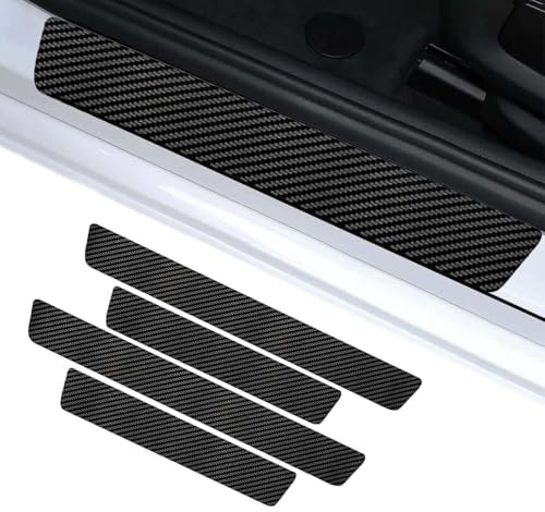 4 Pièces Plaques Plinthes en Fibre De Carbone pour Fiat 500X 334 I 2014-2018, Protection De Seuil De Porte Voiture Kick Plates Door Sill Contre Les Rayures Bandes