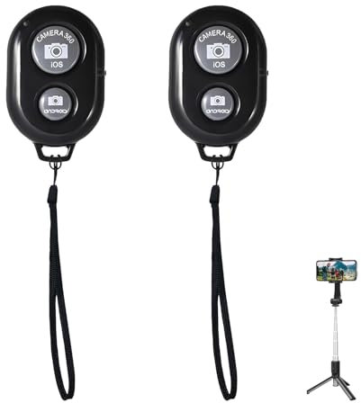 2 Pack Bluetooth Camera Remote Shutter, Selfie Stick Shutter Release Universal Wireless, Compatible with iOS & Android, Ideal for Selfies Group Photos and Video Recording Extended Range Compact Design