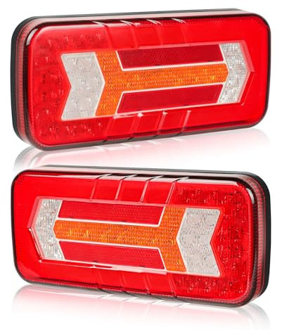 AOHEWEI 2 Stück Anhänger-Rückleuchten 12V/24V Superhelle wasserdichte Blinker Bremslichter Rücklichter Nebelschlussleuchten Reflektorleuchten für Anhänger LKW Lastwagen Wohnwagen Transporter Traktor