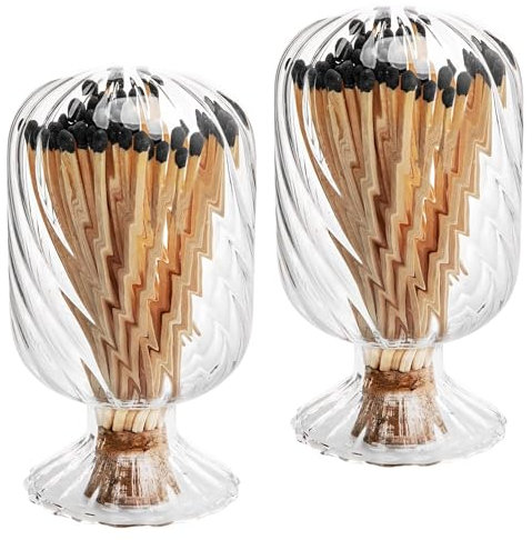 Streichholzhalter aus Glas,Kleine Glasglocke 2er-Set Streichholzhalter in Helix-Form, 10,2 cm große Streichholzglocke aus Glas, umgedrehtes Streichholzhalterglas for Duftkerzen auf Esstisch, Kamin, Ba