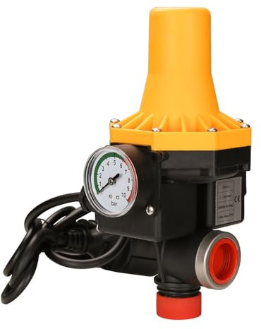 ISOISL Control electrónico de bomba 1100W 9000 l/h - Presostato para agua - Controlador de presión de 10 bar con cable - Interruptor de presión IP65 para bombas de agua - Supervisa el flujo de agua