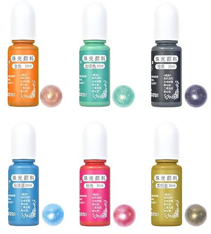 Barlone Epoxidharz Farbe, 6 Perlglanzfarbe Flüssiger Epoxidharz Farben, Epoxidharz Pigment Farbstoff für Epoxy Resin Kunst, Konzentrierte Epoxidharz Farben für für Harz Kunst, Malen, Nagel