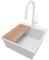 PRIMAGRAN Fregadero Granito Todo Blanco 48x50cm, Cocina 1 Seno + Grifo 40x20cm + Sifón + Tabla de cortar, Sobre encimera al mueble 50cm - Oslo