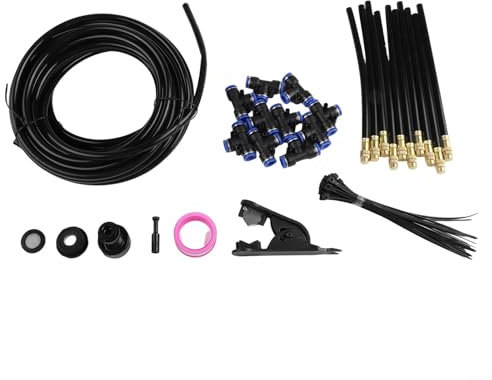 Sistema de aspersor flexible, sistema de refrigeración de nebulización, kit de aspersor diseñado para un riego y refrigeración eficaces del jardín (10 m)