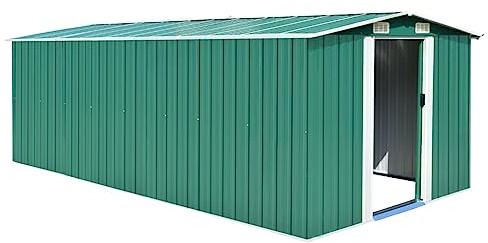 Rasen & Garten - Outdoor Wohnen - Outdoor Strukturen - Schuppen - Garagen & Carports - Gartenhaus 257x489x181cm Metall Grün