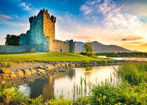 Puzzle 1000 Teile Ross Castle - Burg Irland Sonnenuntergang | Die historische Burg Ross Castle in märchenhafter Abendstimmung - Puzzle-Qualität made in Germany - Ulmer Puzzleschmiede