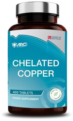 Copper Glycinate | Chelated Form | High Strength Copper Bisglycinate Supplement | 400 Vegan Tablets for Men & Women | Copper 3mg sourced from Copper Bisglycinate 10.7mg