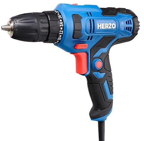 Avvitatore Elettrico,HERZO Trapano Avvitatore 300W,20+1 regolazioni di Coppia, Mandrino da 10 mm, con 4m Lungo Cavo Per Forare Pareti, Legno, Metallo