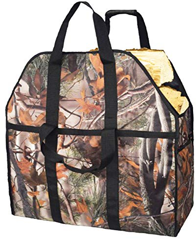 RANRANHOME Sac de Transport dn Grume,Sac de Transport Durable en Bois 600D,Accessoires de Poêles de Cheminée,Très Grand Support À Bois avec Poignées,26,3X12,8 Pouces,#1