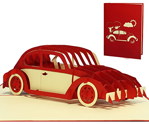 LINPOPUP®, LIN17626, Pop Up Karte Auto, 3D Karten Grußkarten, Gutschein Auto, Geburtstagskarten, Glückwunschkarten Führerschein, Gutscheinkarten, Grußkarte Auto, N370