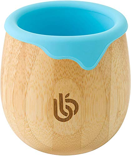 bamboo bamboo Baby- und Dinky-Kinderbecher, Bambus-Sippy-für Kleinkinder, mit Silikon-zum Schutz von Zähnen und Zahnfleisch, 150ml Kapazität Babybecher für Übergangskleinkinder (Blau)