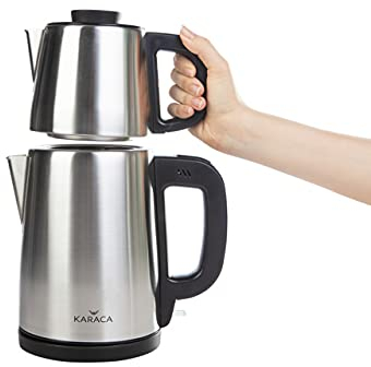 KARACA Tea Time Teemaschine Tea Break Teemaschine Inox Schwarz, Tee, Tea maker, Caydanlık, Demlik, Teepot, Wasserkocher Teekanne Wahlschalter Wasser aufkochen/heiß halten