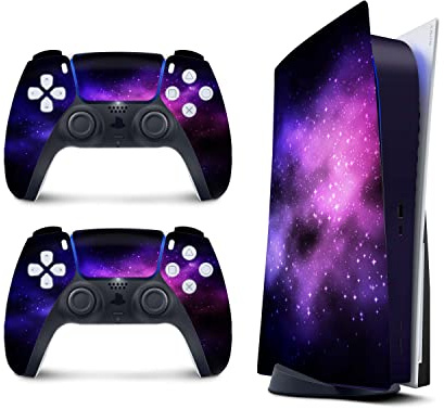 PS5 Galaxy Viola Skin per PlayStation 5 skin Console e 2 Controller, vinile 3M Decal Stickers Full wrap Cover (Disk Edition)