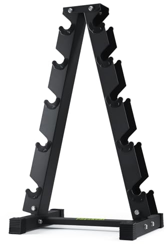 PhysKcal Dumbbell Rack Heavy Duty Steel 350kg Load Bearing, 5-Tier Weights Storage Stand, Dumbbell Tree Stand Weights Holder for Home Gym Exercise Fitness Equipment
