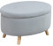 HOMCOM Ottomane Puff Samt gepolstert Ottomane gepolsterte Lagerung Hocker mit abnehmbarem Deckel und Holzbeine für Schlafzimmer Wohnzimmer Flur 71x51,5x42 cm Grau