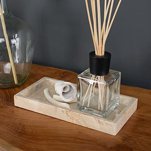 wohnfreuden Marmortablett Creme eckig 24 cm - Deko Stein Schale aus Marmor für Badezimmer, Wohnzimmer oder Küche