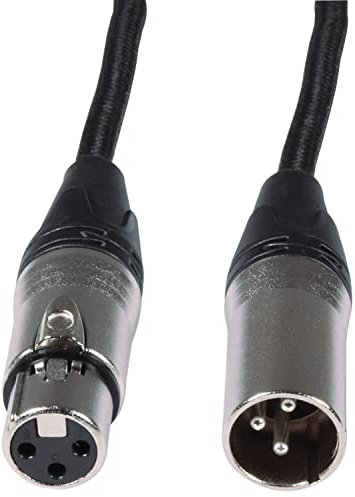 Citronic / Retro-Class XLR Female to XLR Male Braided Microphone Cable with Pure Copper Conductor / 1.5 Metre Black