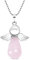 Jeulia Engelsflügel Natürlichen Quarz Halskette:Heilung Energie Spirituelle Kristall Anhänger Copper Kette Paar Halskette Anniversary Geburtstag Schmuck Geschenk box für Herren Damen (Rose Quartz)