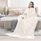 sunyana Kuscheldecke mit ärmeln, TV Decke mit ärmeln, Ärmeldecke mit Weiche Gemütliche Plüsch, Geeignet für Sofa, Bett 1.5 * 2M (Beige)