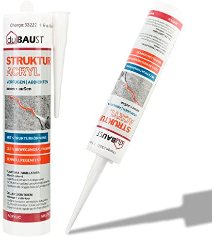 dubaust PAC24 mastic acrylique mastic structurel acrylique 12,5% absorption de mouvement structure granulaire pour enduit, fissures, remplissages intérieur et extérieur 310ml blanc (6)
