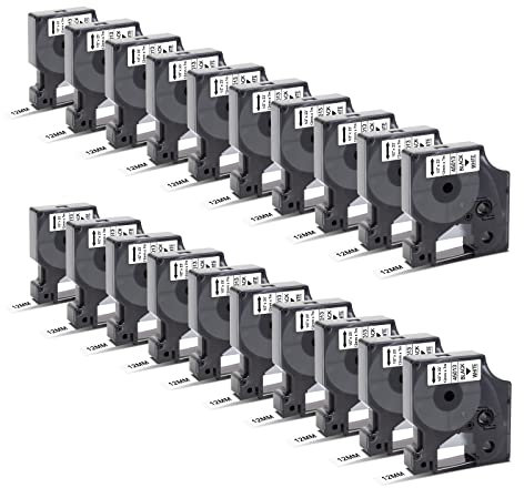 20x Kompatibel für Dymo D1 Etikettenband 12mm x 7m 45013 A45013 S0720530 Schwarz auf Weiß Schriftband für Dymo Gerät LabelManager 160 210D 360D 280 420P 500TS PnP Labelpoint 250 150 100 200 350