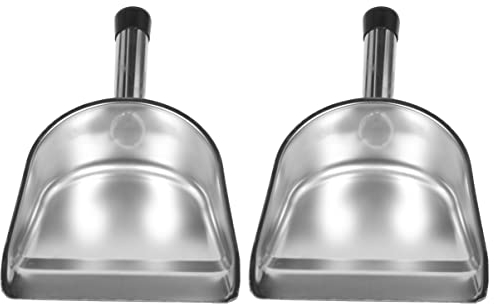 STOBAZA 2 Piezas Recogedor De Acero Inoxidable Pala Portátil Cuchara De Mano Recogedor Industrial Pala Casera Recogedor De Alta Resistencia Cepillo Metálico Mango Largo Oficina El Plastico