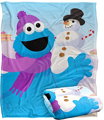 Sesame Street Furry Friends Forever Cookie Monster Snowman Kinderdecke, seidig, 152 x 127 cm