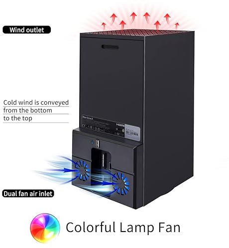 i-Fuel Rear Cooling Fan for Xbox Series X, Dual Fans Cooling System for Xbox Series X with External USB Port and LED Light, Upgraded USB Powered Cooling Stand