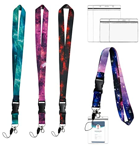 Schlüsselband 4 Stücke mit 4 Ausweishülle, Lanyard Lang mit Schnellverschluss Schnalle, Schlüsselbänder für Handy, Schlüssel, Arbeitskarte, ID-Karten etc