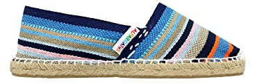 ALPARGATUS Espadrillas a strisce multicolori fatti a mano in Spagna, blu, 46 EU