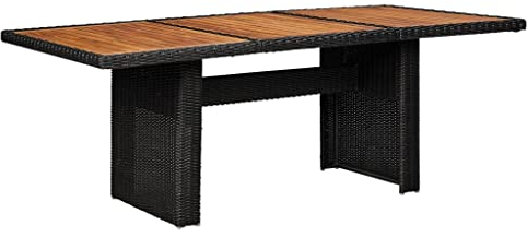 Hommdiy Gartentisch Garten Esstisch Schwarz 200x100x74 cm Poly Rattan