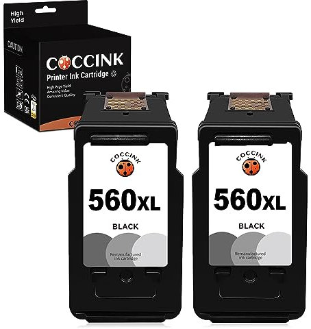 COCCINK PG-560 XL (2 Schwarz) Wiederaufbereitete Druckerpatronen Ersatz für Canon 560XL für PIXMA TS5350 TS5351 TS5351a TS5352 TS5353 TS7450 TS7450a TS7450i TS7451 TS7451a TS7451i Drucker