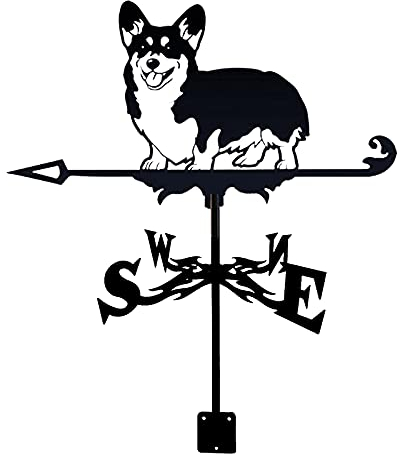 Wetterfahne, Windrichtungsanzeiger, Hexe und Katze, Musik, Rune, Angler, Wetterfahne, Edelstahl, Wetterhahn mit Anti-Rost-Beschichtung, Garten-Kunst-Dekor, Satinschwarz (Hund)