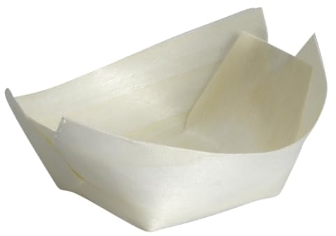 ABENA Gastro Disposable Bowls, Wooden Bamboo Boats | 100 Pack | 7cm x 5.5cm x 2.5cm | Bamboo Boats for Canapes and Small Desserts. Biodegradable and Compostable Eco-Labelled Option
