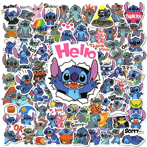 Lilo & Stitch Character Stickers 100PCS Vinyl Stickers for Laptop,Bumper,Skateboard,Water Bottles,Phone,Cartoon Anime Stickers for Kids Teens Adult