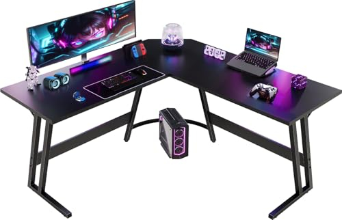 Devoko Gaming Tisch 130x130x75cm,Computertisch,Eckschreibtisch,Schreibtisch L Form,Gaming Schreibtisch L-förmiger,Groß Pc Ecktisch,Schwarz Mattiert