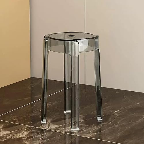 WInara 46cm Stapelbar Hocker, Transparent Barhocker Thekenhocker Ersatz, Acryl hocker for Küche Bistro Café Theke Wohnzimmer (Color : Clear)