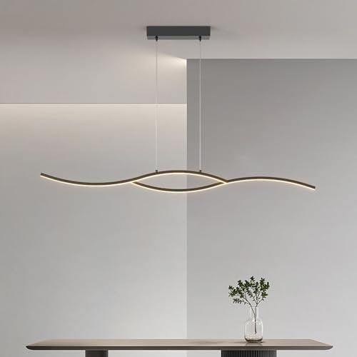 FAZRPIP 39,4 Minimalismus LED Kronleuchter Aluminium Linear Pendelleuchte Lange Kronleuchter Beleuchtung für Esszimmer Küche Billardtisch, LED Wave Line Kronleuchter