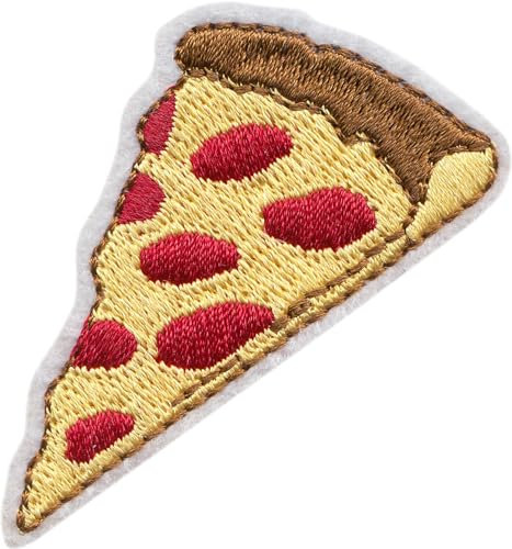 Bestickter Aufnäher zum Aufbügeln, Motiv: Pizza – Slice of Pepperoni