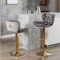 BTM Velvet Bar Stool Set of 2, Chic Rolled Edges, 360°Rotatable with Back, Supports up to 136 kg