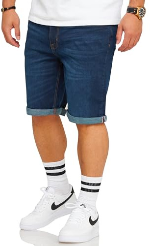 Soulstar Herren Kurze Hose Jeansshorts Bermuda Shorts Jeans Denim Stretch Used Look S2_JN-420-Indigo_420-M