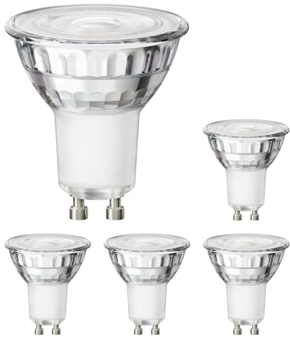 ledscom.de 5x GU10 LED Leuchtmittel, PAR16, warmweiß (2800 K), 7,6 W, 1103 lm, 33° Reflektorspiegel (silber) EEK C