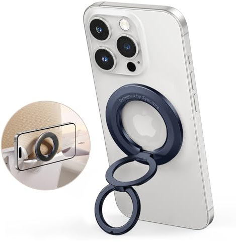 SYNCWIRE Magnetic Phone Ring Holder for MagSafe Ring, Phone Grip, Magnet Cell Phone Grip, MagSafe Ring Holder for iPhone 16 15 Pro Max Plus 14 13 12 Mini, Adjustable Kickstand, Blue Titanium