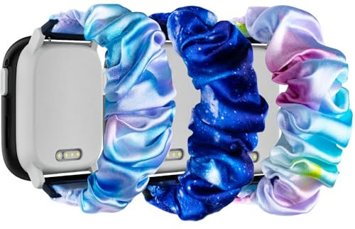 Hexasider 3 Stück Kinder Armband Kompatibel mit Xplora X6 Play/Xplora X6 Pro/Anio 5/Anio 6, 20mm Scrunchie Kids Smartwatch Ersatzband Armbänder Zubehör für Mädchen Jungen, RosaGrün+RosaBlau+BlauStarry