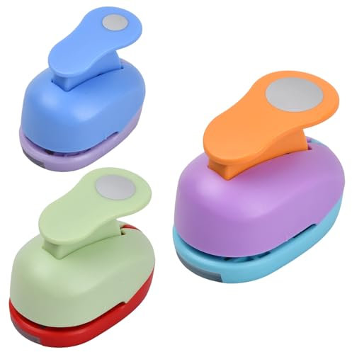 Amexo Stanzer Kreis Papierstanzer Rund Set, 3 Runde Motivstanzer Stanzer Kreisstanzer, Kinder Runde Motivlocher für DIY Scrapbooking Basteln (8mm/16mm/25mm)