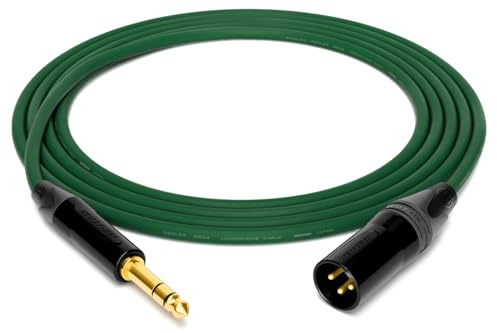 enoaudio Mogami 2534 Quad Professionel Studio Câble symétrique | Neutrik Gold TRS jack 6,3 mm – XLR mâle | HiFi, vert, 0,5 m