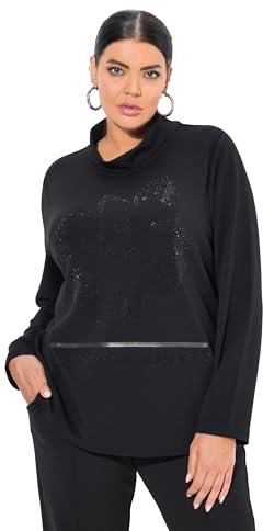 Ulla Popken Damen große Größen Übergrößen Plus Size Sweatshirt, Blüte, Stehkragen, Langarm, Modalmix