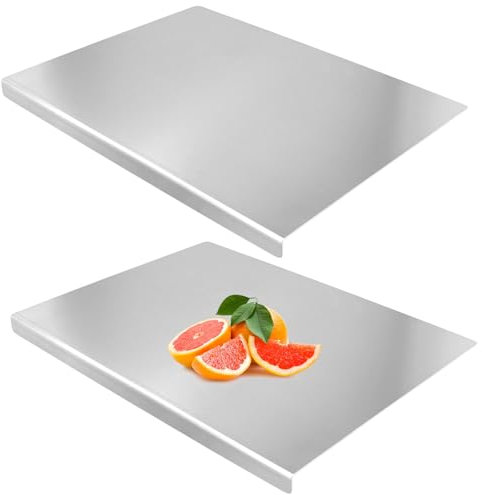 MAHIONG 2 tablas de cortar de acero inoxidable, para encimeras de acero inoxidable para carne, verduras, 40 x 30 cm