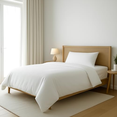 Pizuna 600 Fadenzahl aus Baumwolle Bettwäsche Weiß, 100% Langstaple Baumwolle Bettbezug und Kissenbezug, 100% Baumwolle Mako Satin 2-Teilig Bettwäscheset 155x200 + 40x80 Weiß